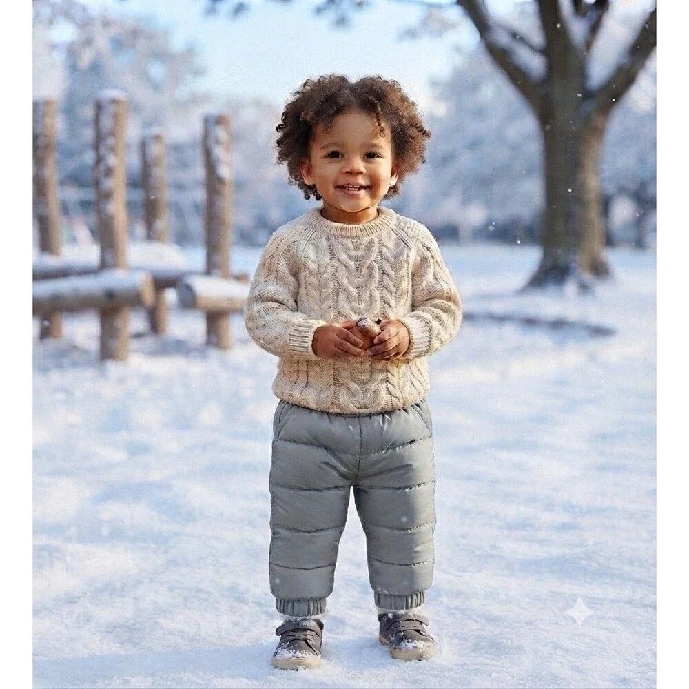 NWOT Zara Gray Insulated Quilted Snow Pants Ripstop Winter Unisex 2-3Y (98)
